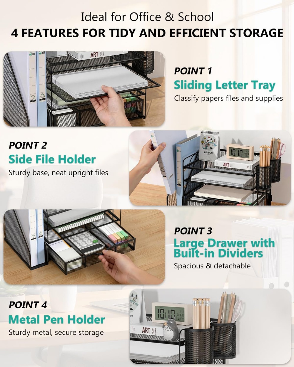ที่จัดเก็บเอกสารแบบตั้งโต๊ะ 4  - Office Drawer Organizer บทวิจารณ์และราคา