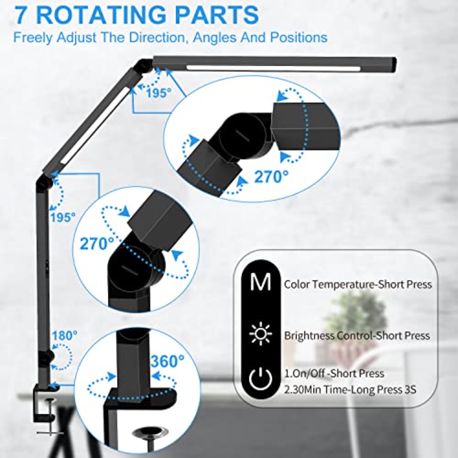 โคมไฟตั้งโต๊ะ LED แบบหนีบ, โคม - Desk Lamp Led บทวิจารณ์และราคา