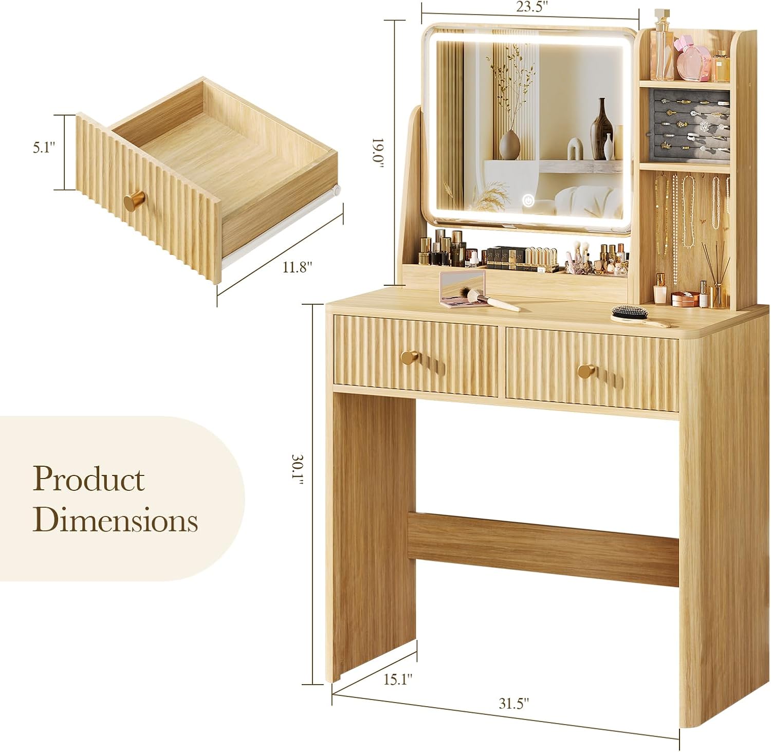 โต๊ะเครื่องแป้งแบบมีร่องพร้อมก - Desk Drawer Small บทวิจารณ์และราคา