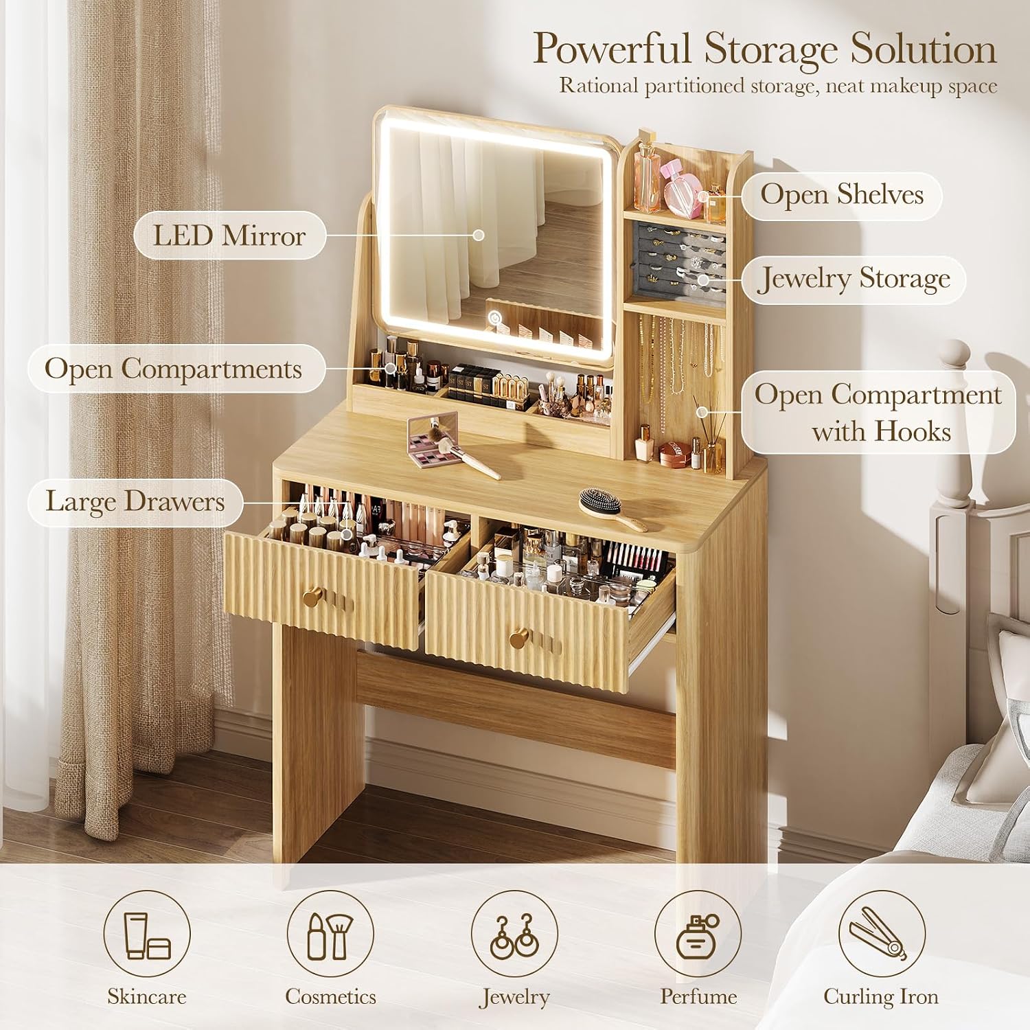 โต๊ะเครื่องแป้งแบบมีร่องพร้อมก - Desk Drawer Small บทวิจารณ์และราคา