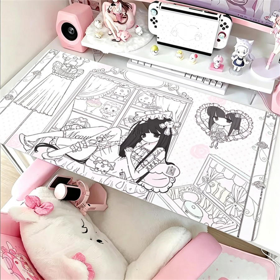 แผ่นรองเมาส์หนังลายอนิเมะสีชมพ - Desk Mat Leather บทวิจารณ์และราคา