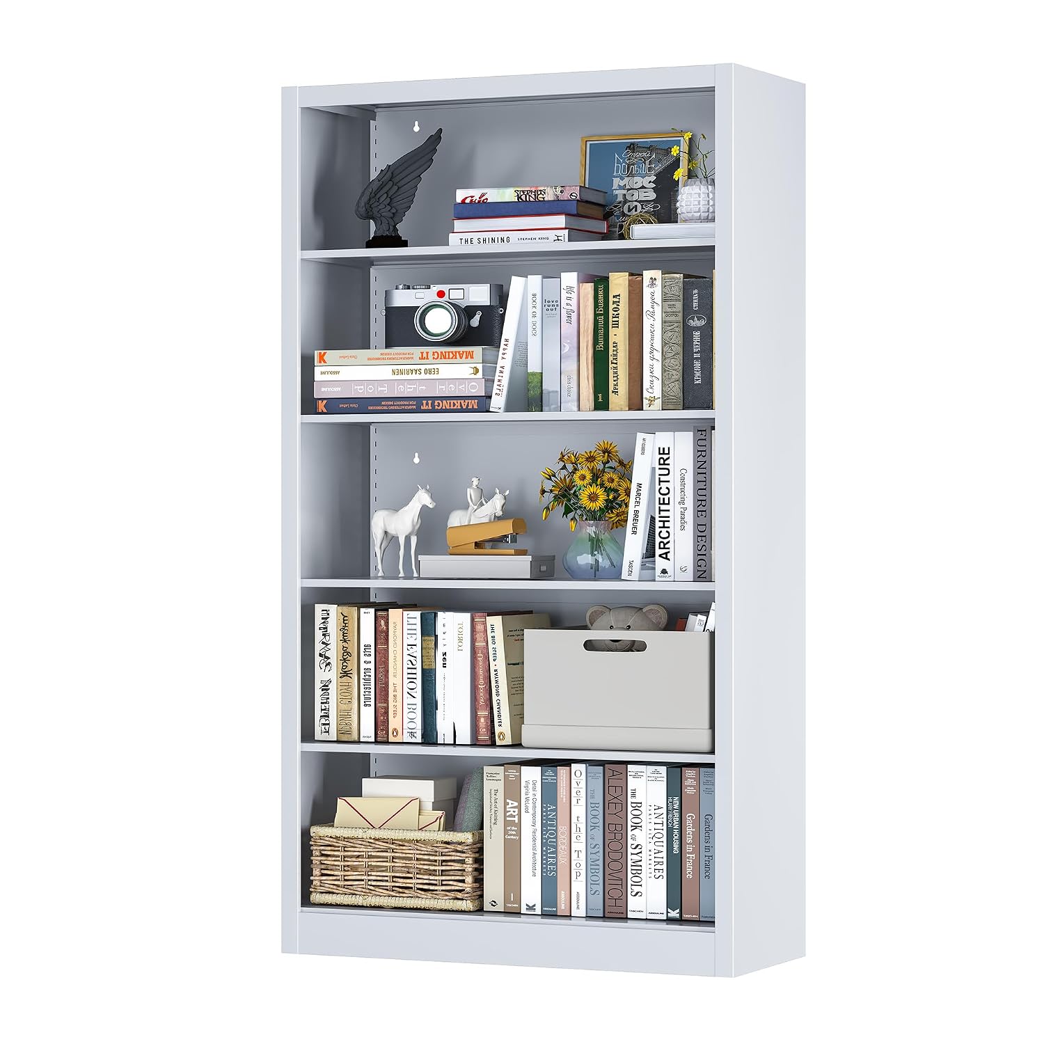 ชั้นวางหนังสือโลหะ 5 ชั้น ปรับ - Home Office Library บทวิจารณ์และราคา